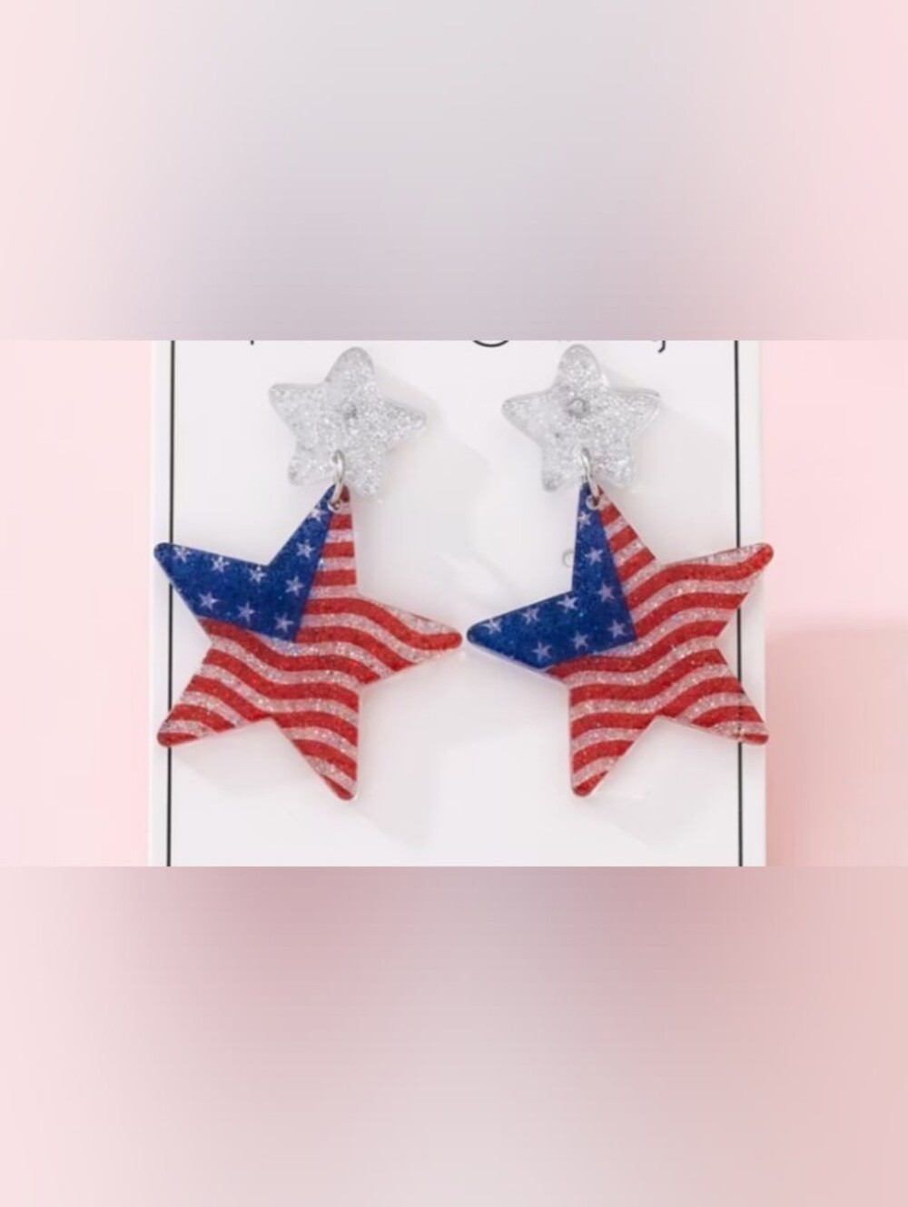 $8 Each Or Bundle 5/$20 - Sparkly American Flag Star Earrings